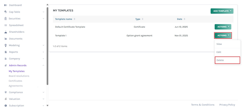  delete the option agreement template