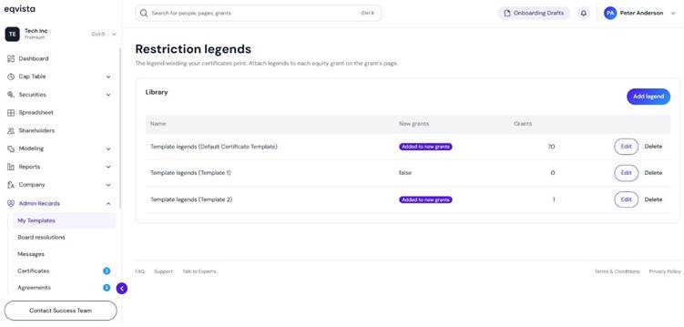 Manage Restriction Legends