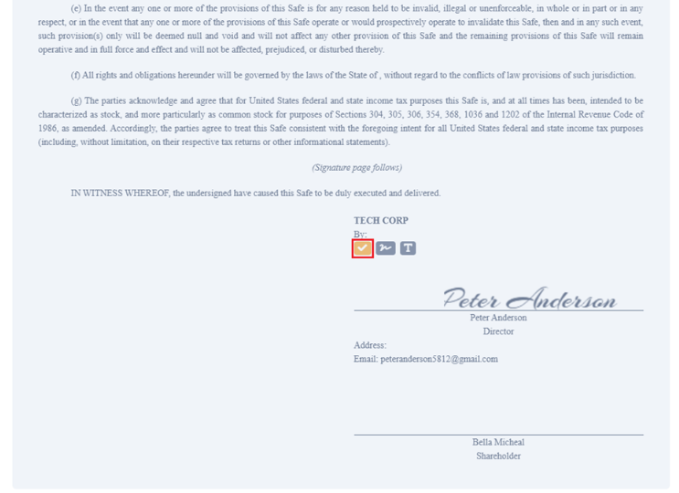 saved signature