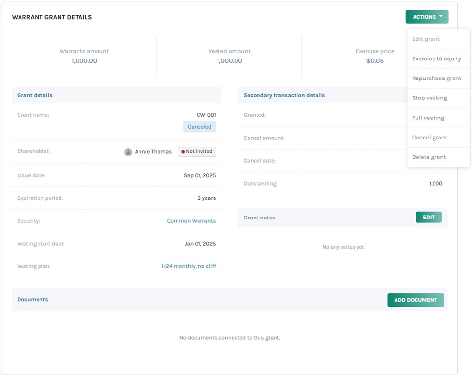 warrant grant details 