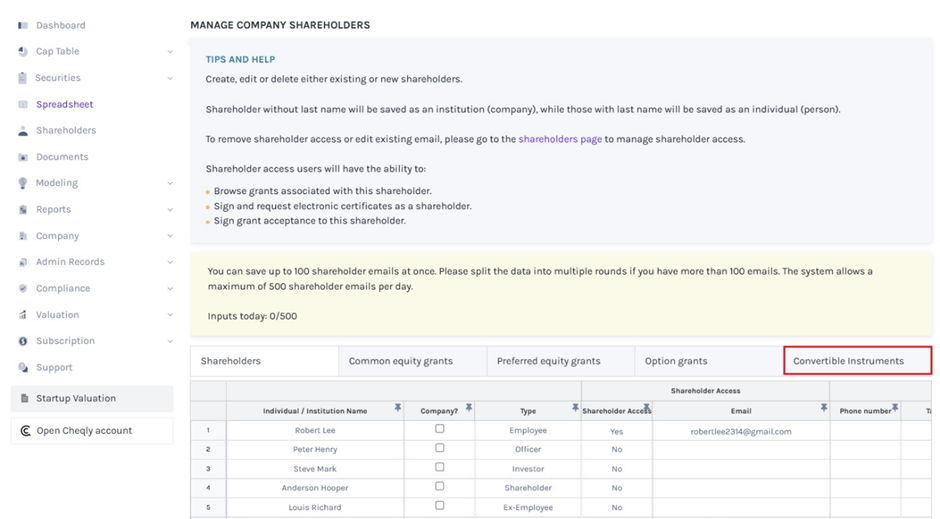 Convertible Instruments