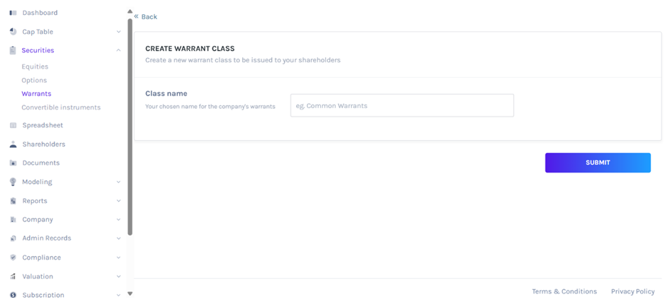 create warrant class 