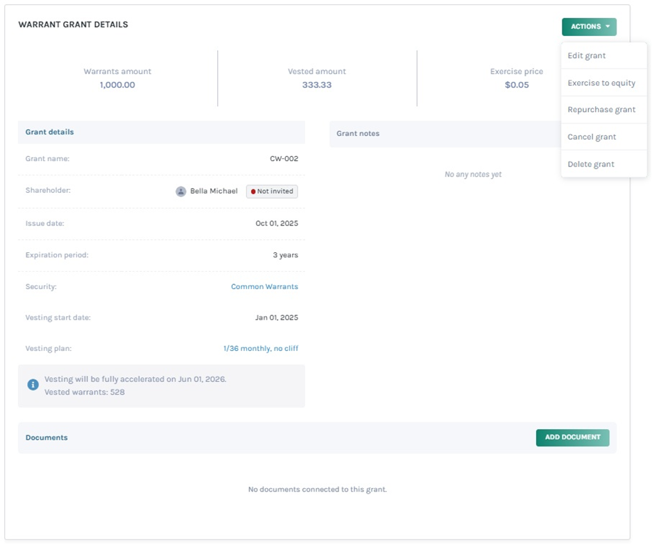 warrant grant details