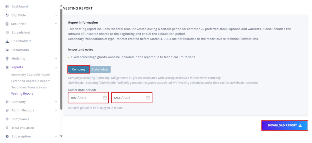 two options to generate the report