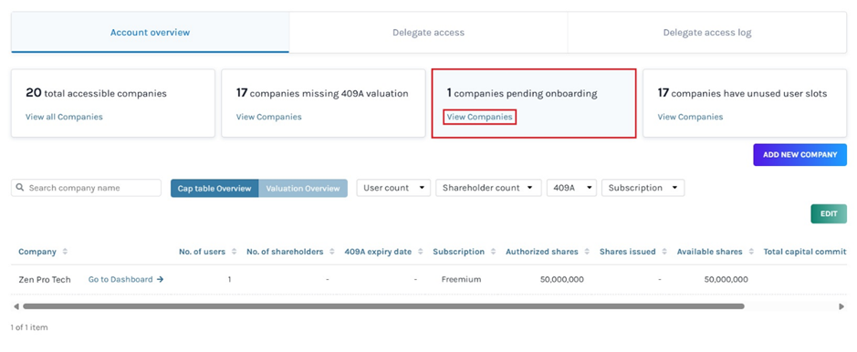 companies pending onboarding 