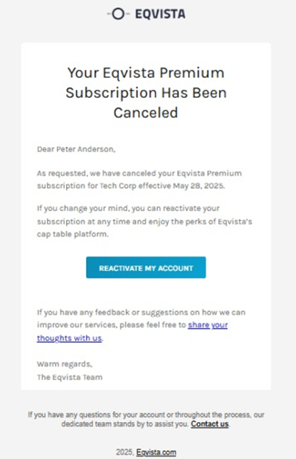 premium subscription has been canceled