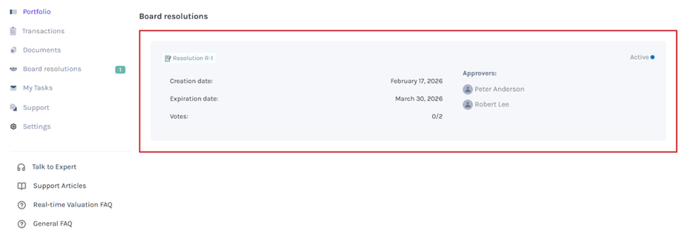 list of board resolutions that require your approval