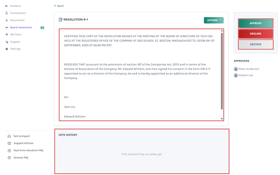 details of the resolution 