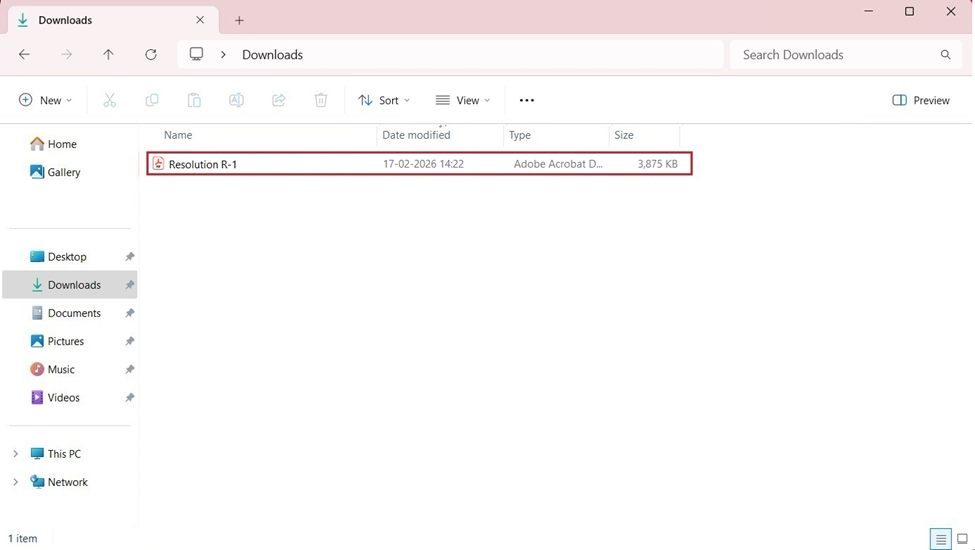 resolution gets downloaded as a PDF 