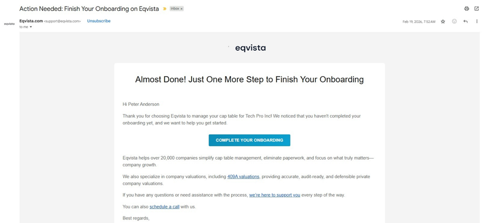 example of the email 