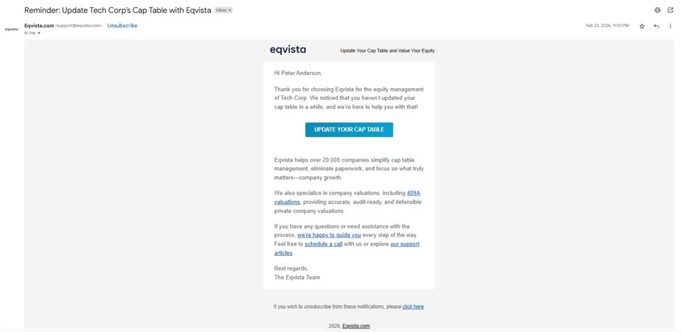 example of the email