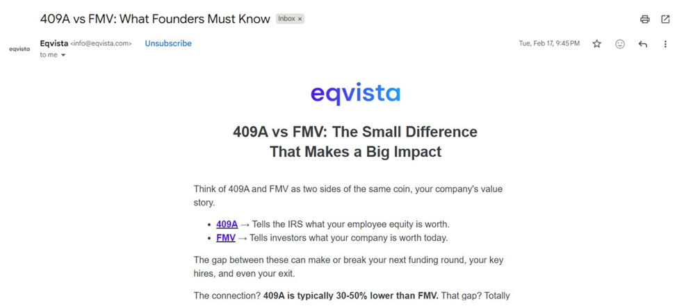 example of the email 