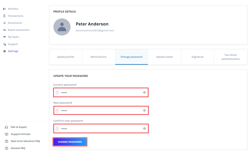 confirm new password 