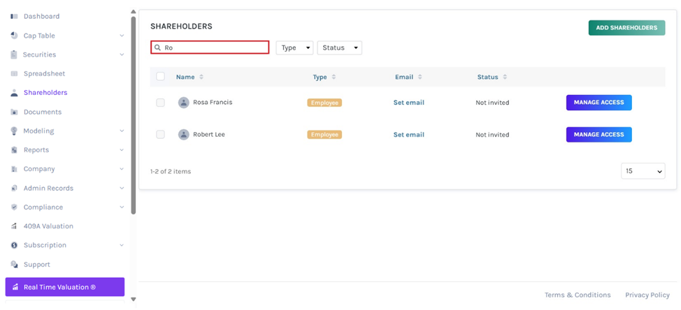 search shareholder