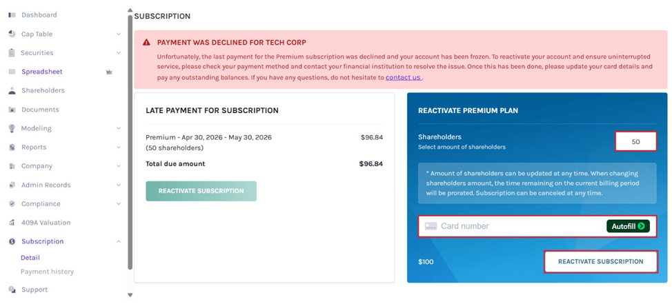 reactive subscription