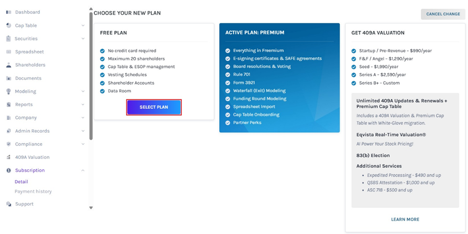 choose a pricing plan 