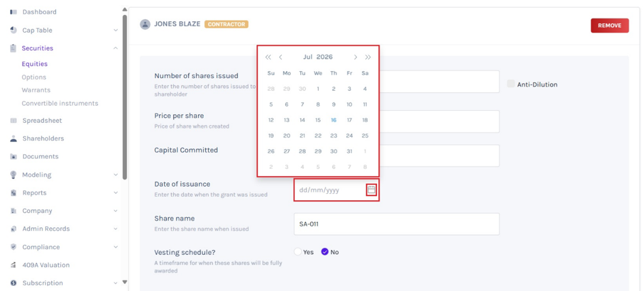 date of issuance
