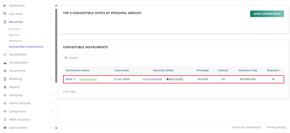 convertible instruments page
