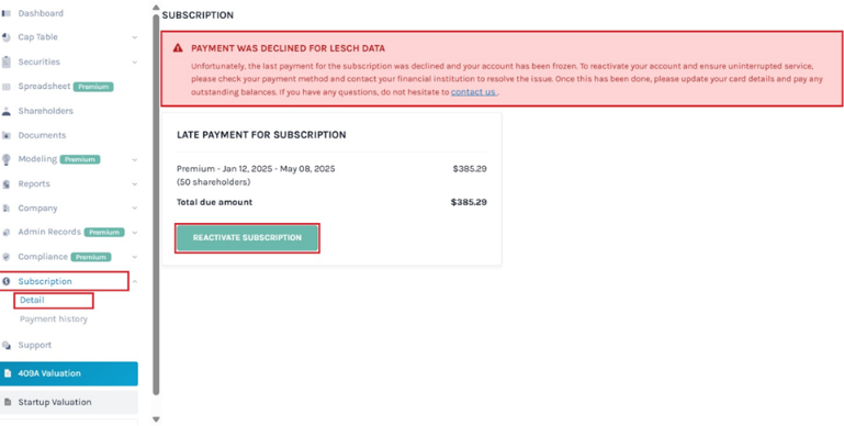 subscription details