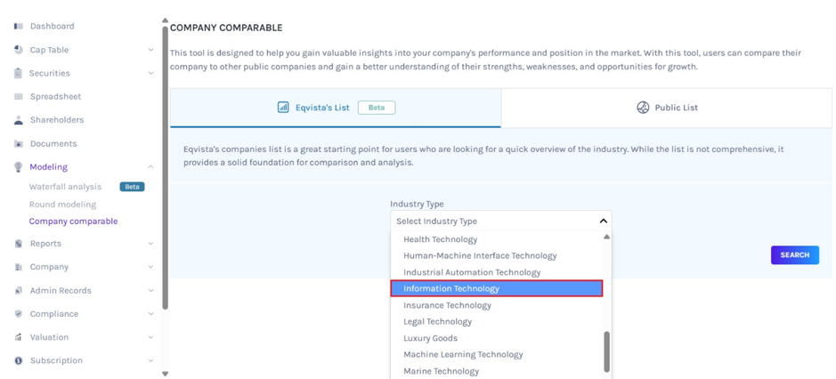 select the industry type
