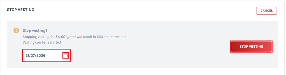 stop vesting 