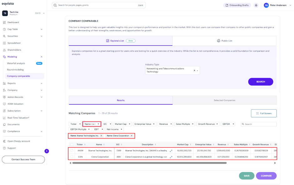 select the options to filter the results