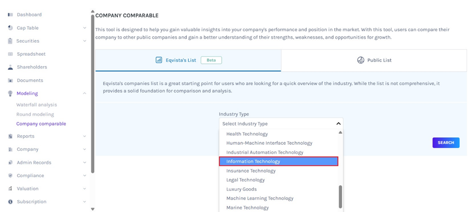 select the industry type