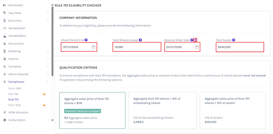 checking the eligibility for Rule 701