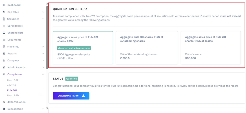 qualification criteria for Rule 701 exemption