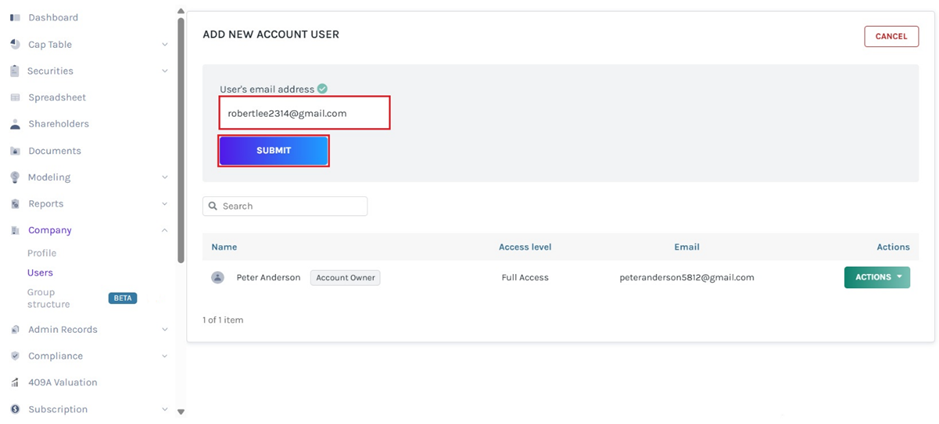 user email 
