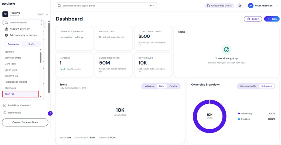 company dashboard 