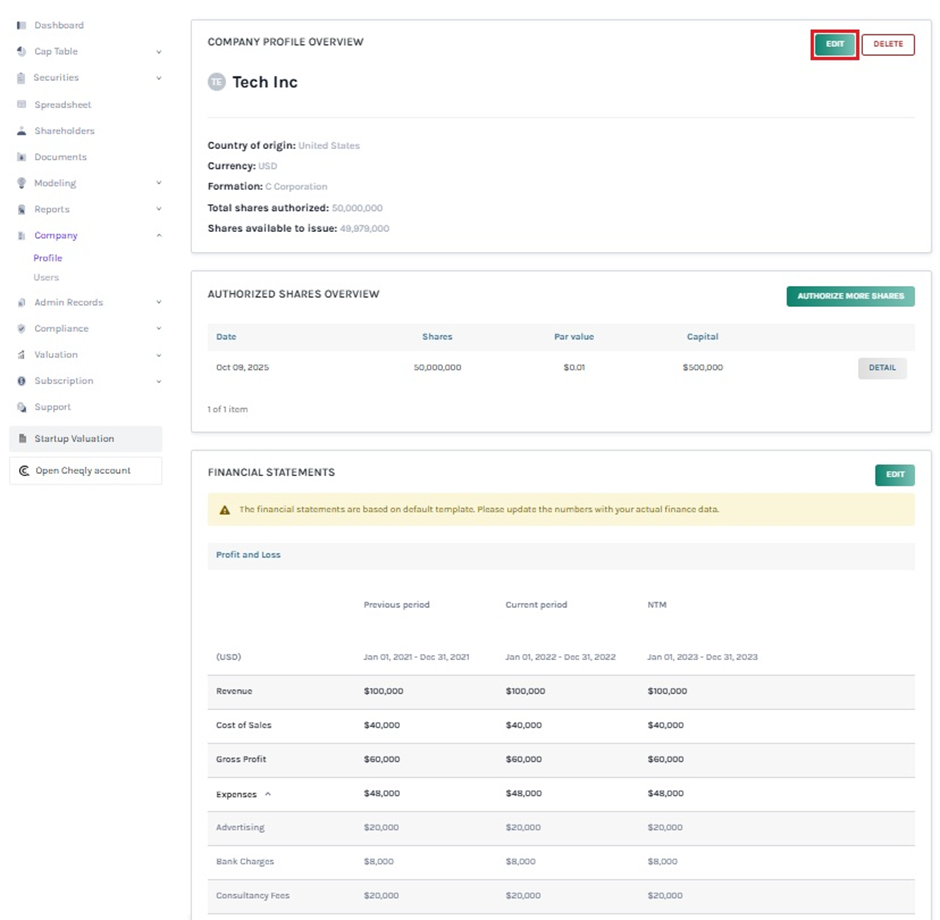 edit company profile 