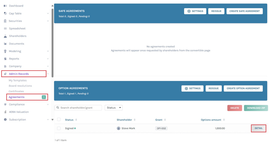 selecting Agreements