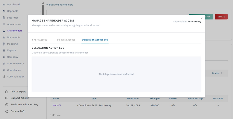 Delegate Access Log