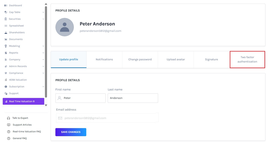 Two factor authentication
