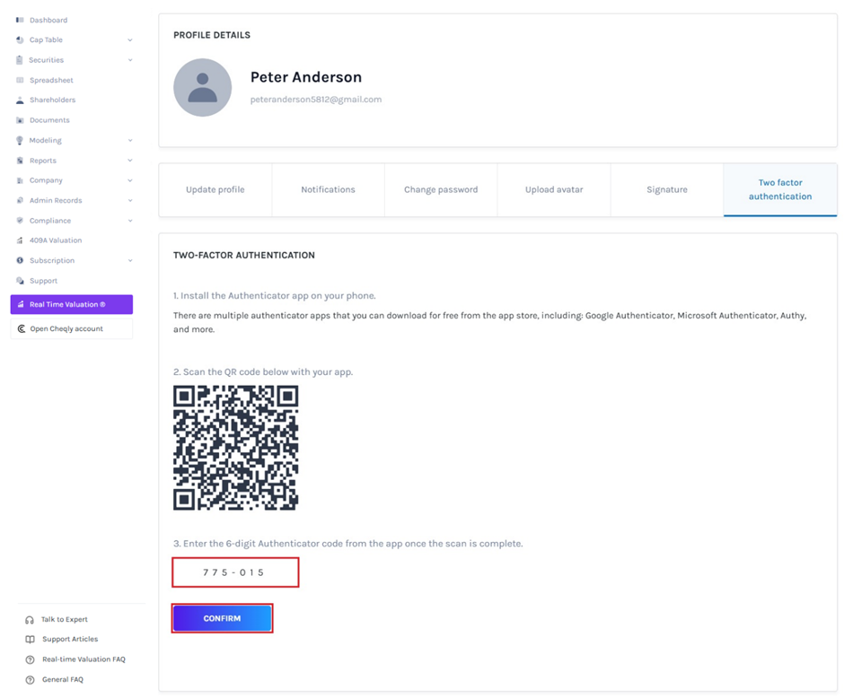  Enter the 6-digit Authenticator code