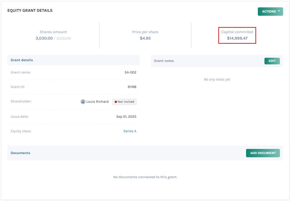 view the capital committed rounding
