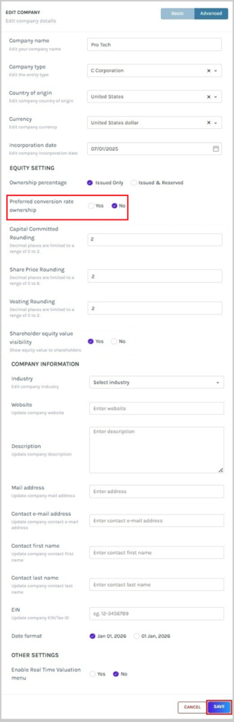 preferred conversion rate ownership 