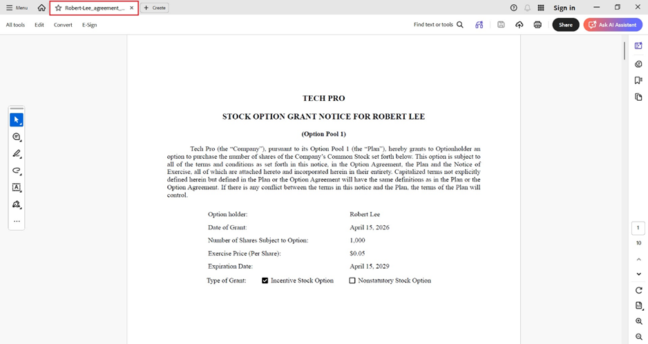  downloaded option agreement.