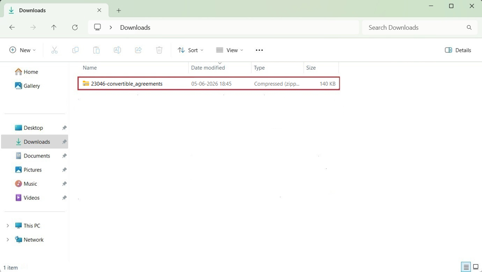 zip folder in Downloads