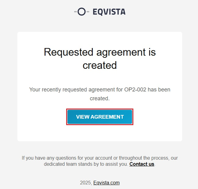 requested agreement has been created