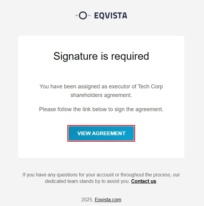 email to sign the agreement