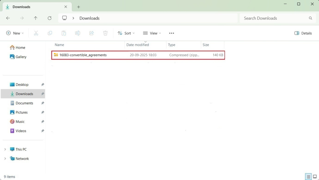 agreement gets downloaded as a zip folder