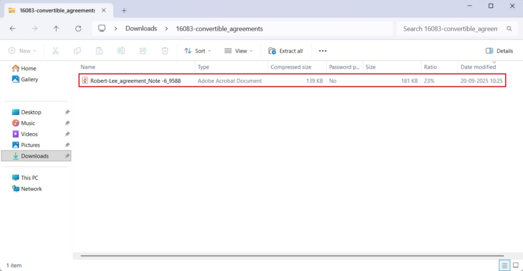 agreement downloaded in PDF format