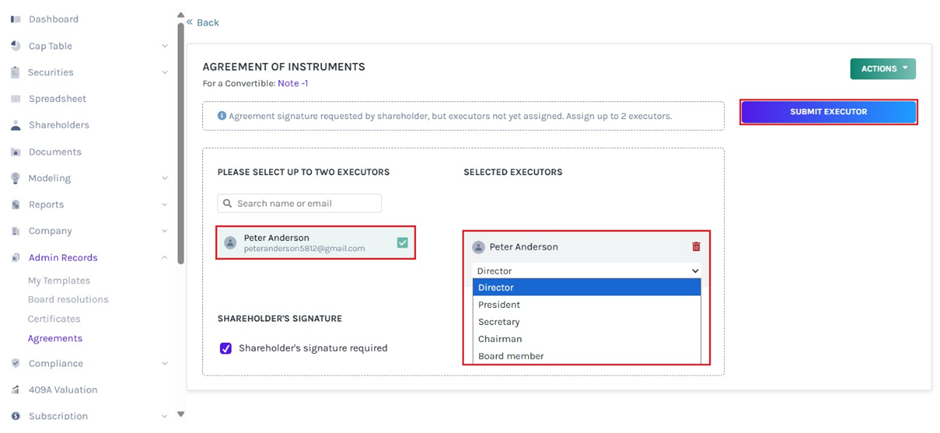 assign executors
