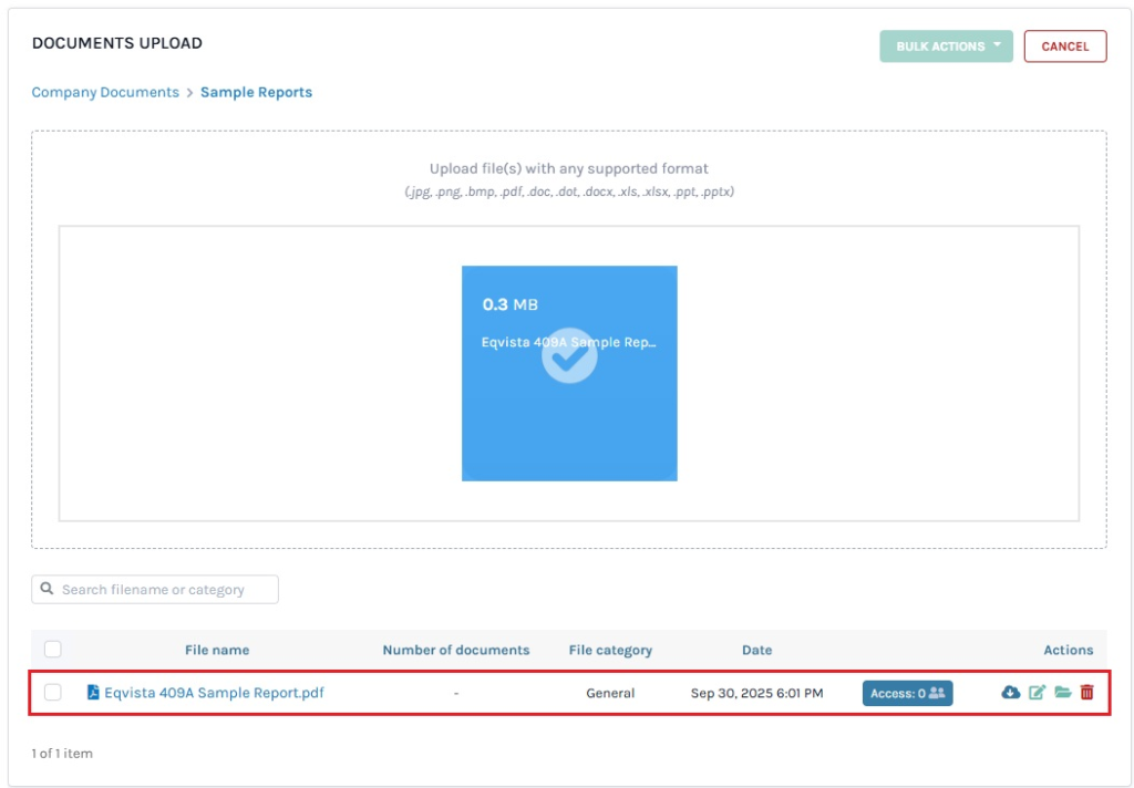 upload the document
