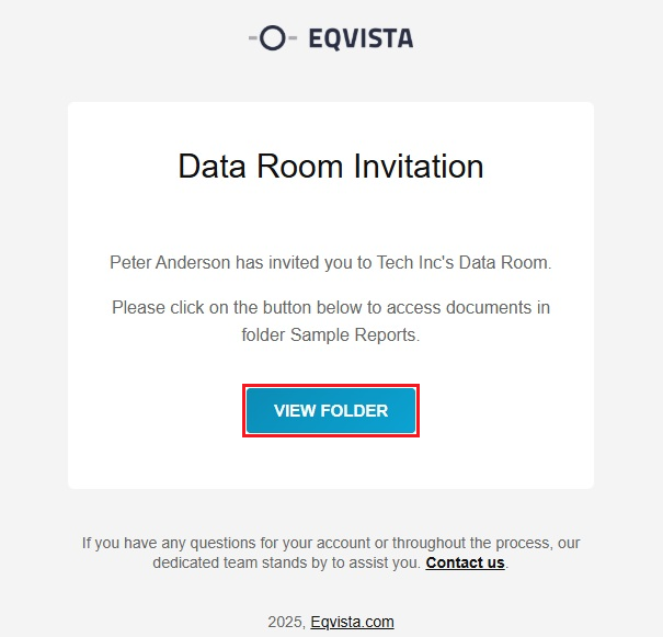 data room invitation