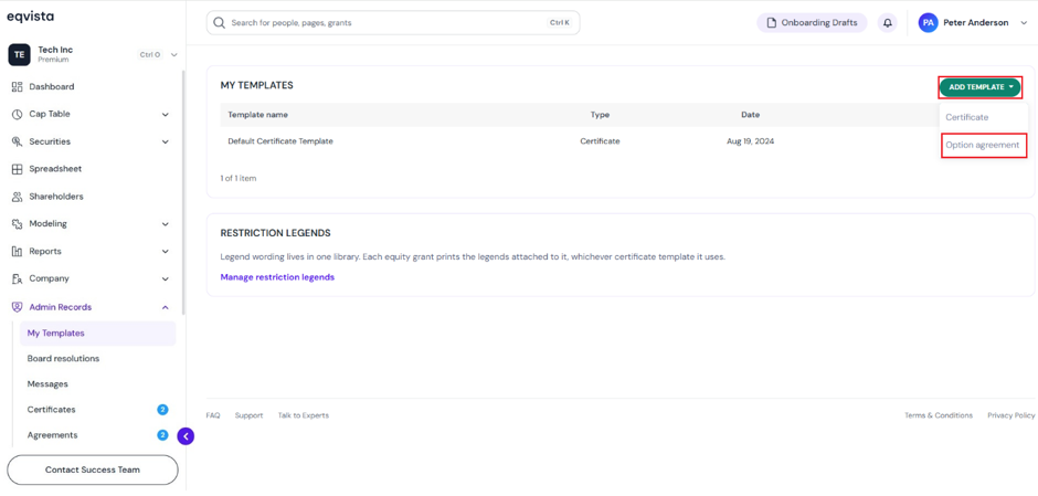 Manage Restriction Legends