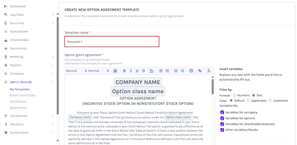 customize the template elements