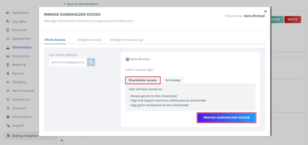 provide shareholder access 